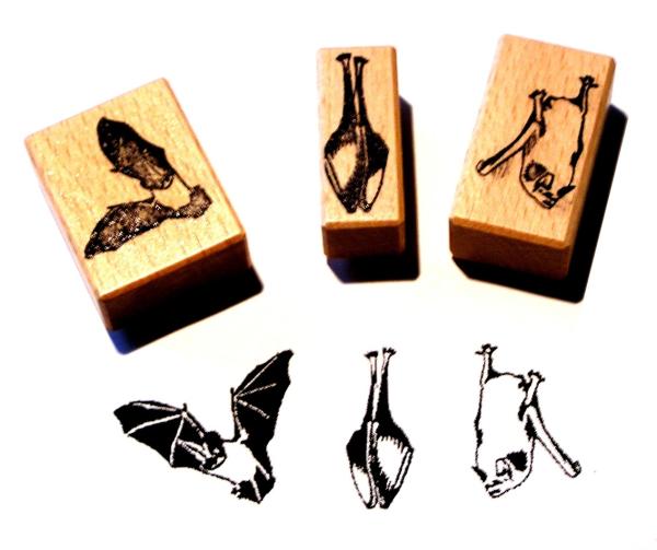 Set aus drei Fledermausstempeln